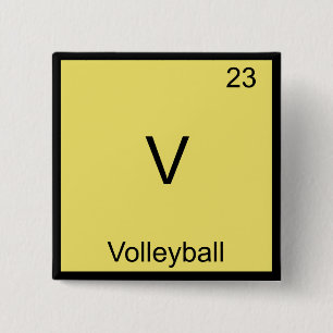 V - Volleyball Lustiges Chemie-Element-Symbol T-Sh Button