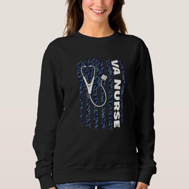 VA Nurse Camouflage American Flag Patriotic Nurse  Sweatshirt (Vorderseite)