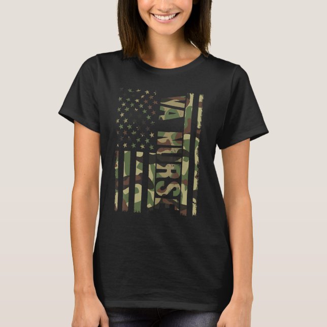 VA Nurse Camouflage American Flag Patriotic Nurse  T-Shirt (Vorderseite)