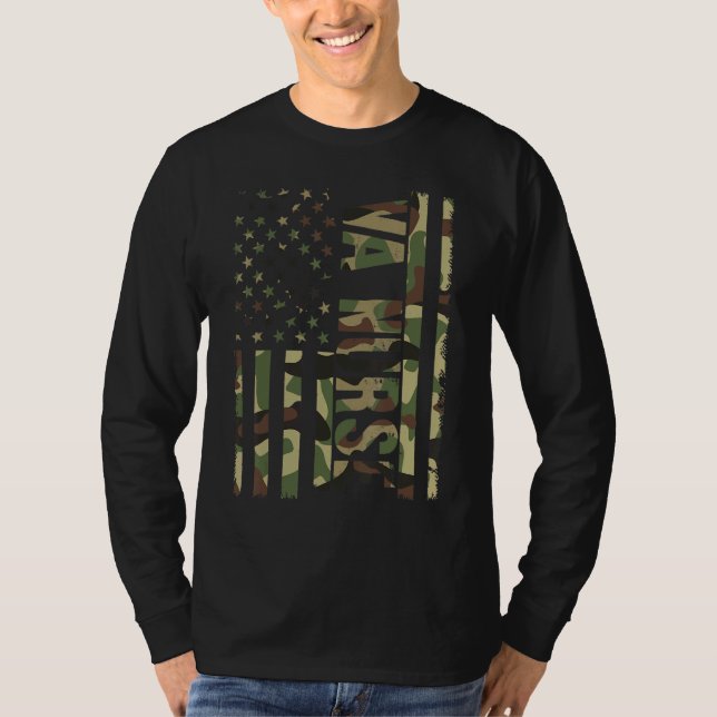 VA Nurse Camouflage American Flag Patriotic Nurse  T-Shirt (Vorderseite)