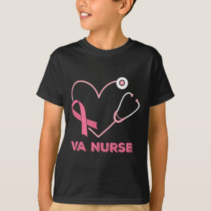 Va Nurse Heart Stethoscope Pink Ribbon Niedliche B T-Shirt