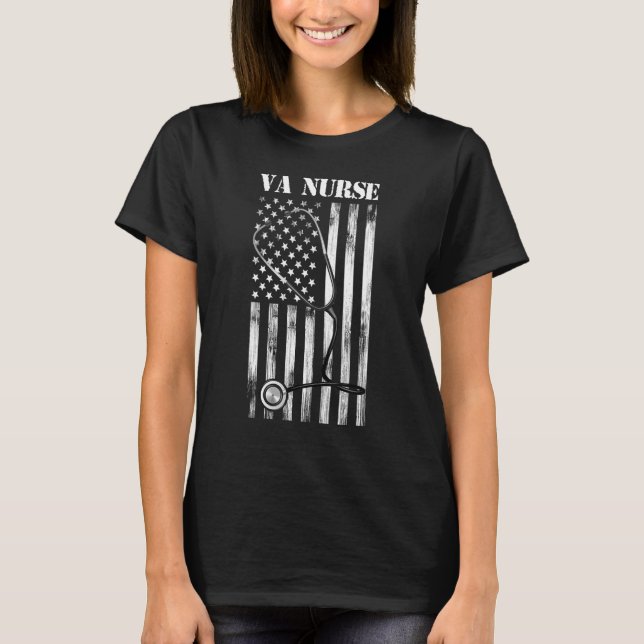 VA Nurse Real American Patriotic 4. Juli Vinta T-Shirt (Vorderseite)
