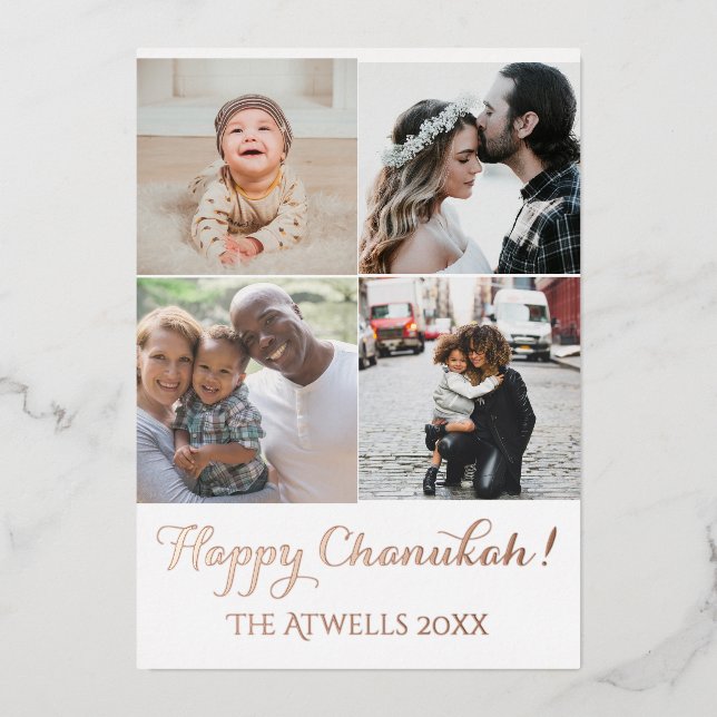 Vacances 4 Photos Happy Chanukah Famille White Foi (Recto)