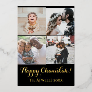 Vacances 4 Photos Happy Chanukah Famiy Black Foil