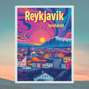 Vacances à Reykjavik Islande carte postale rétro c