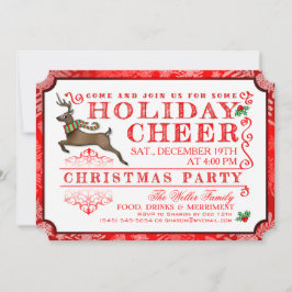 Vacances Cheer Reindeer Fête de Noël Invitation