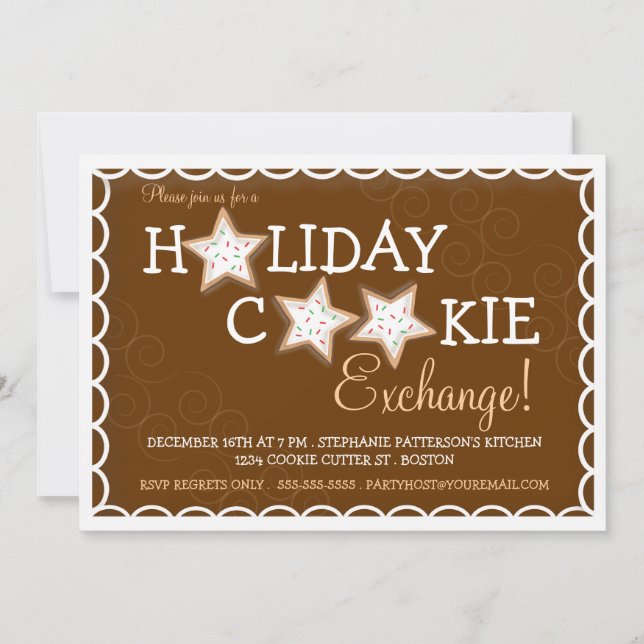 Vacances Cookie Exchange Sucre Cookie Invitation (Devant)