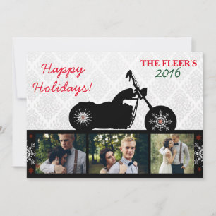 Vacances de motard du carte photo de Noël de