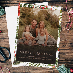 Vacances de Noël Famille Photo Salutations Gold