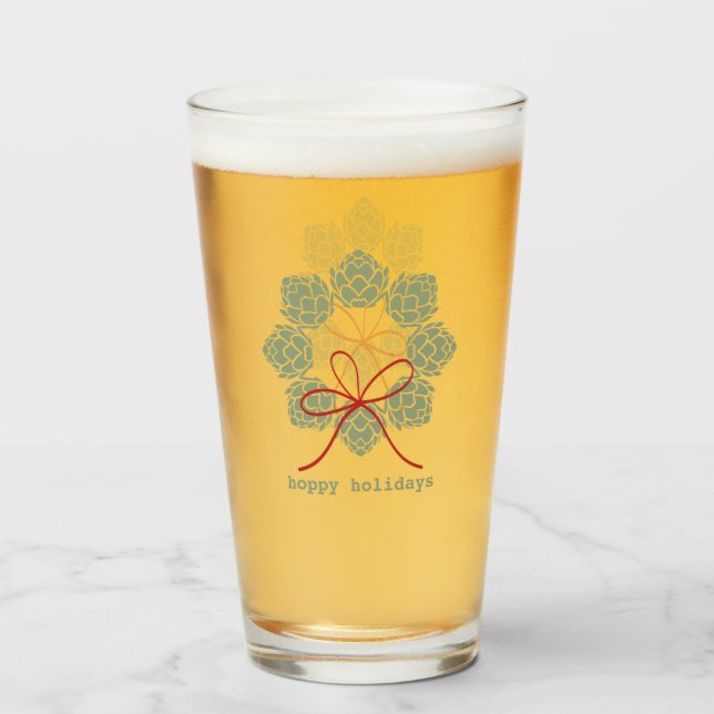 Vacances de Noël Hoppy Bière Verre (Devant (rempli))