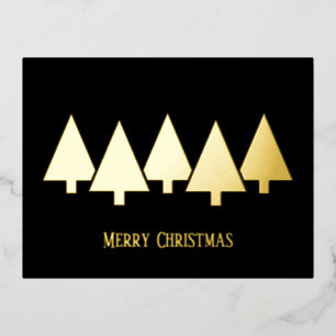 Vacances En Aluminium Arbres de Noël noir Foil Carte postale