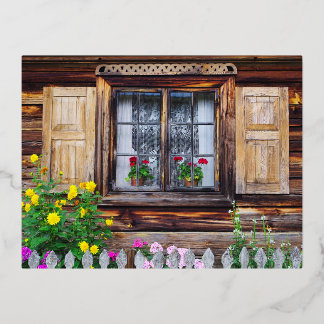 Vacances En Aluminium Carte postale de la fenêtre du cottage