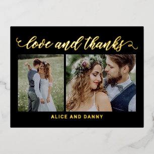 Vacances En Aluminium Carte postale Merci FOIL de Thankful Love