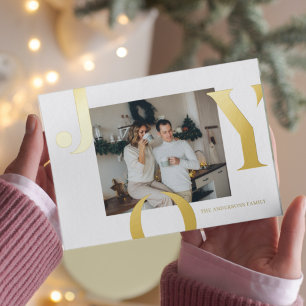 Vacances En Aluminium Famille de photos de Noël Carte postale Gold Joy