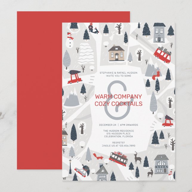 Vacances en ville Noël Fête Invitation (Devant / Derrière)