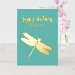 Vacances Métallisée Carte d'anniversaire de la libellule pliée turquoi