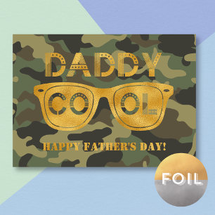 Vacances Métallisée Carte de Fête des pères Daddy Cool Militaire Drôle