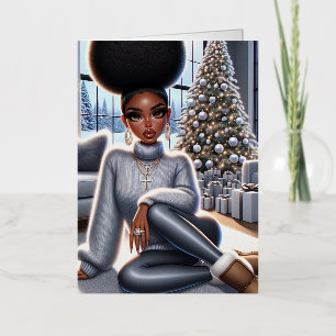 Vacances Métallisée Carte de voeux de Noël afro-américaine