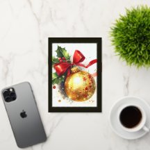 Carte d'ornement de Noël Gold Foil