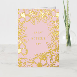 Vacances Métallisée Golden Blooms Mothers Day Foil Carte de voeux