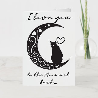 Vacances Métallisée Romantique chat simple plié carte de voeux