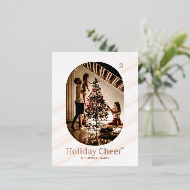 Vacances Photo Rose de Noël or Foil Card (Debout devant)