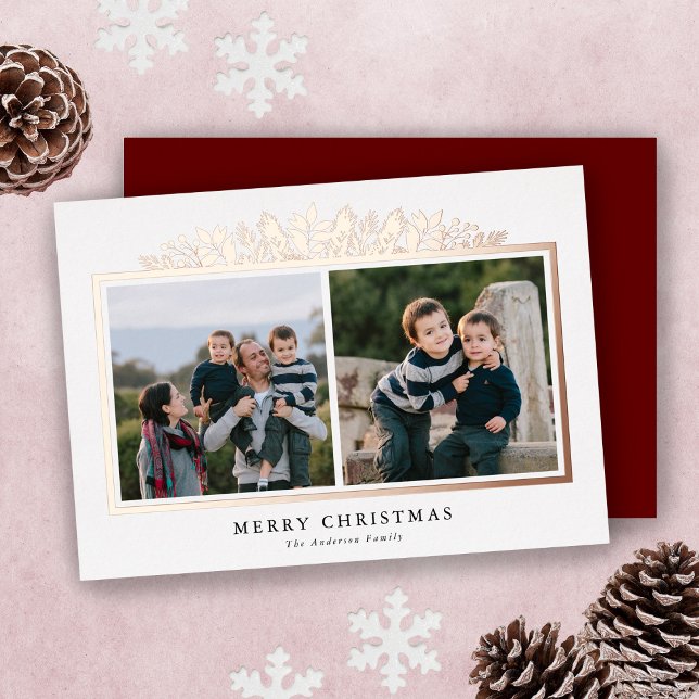 Vacances Rose Gold Foil 2 Photo Noël (Créateur téléchargé)