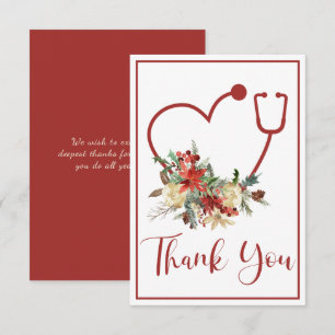 Vacances Rouge Floral Stethoscope Coeur Merci