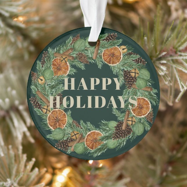 Vacances Rustique séché Orange Pine Wreath Photo (Arbre)