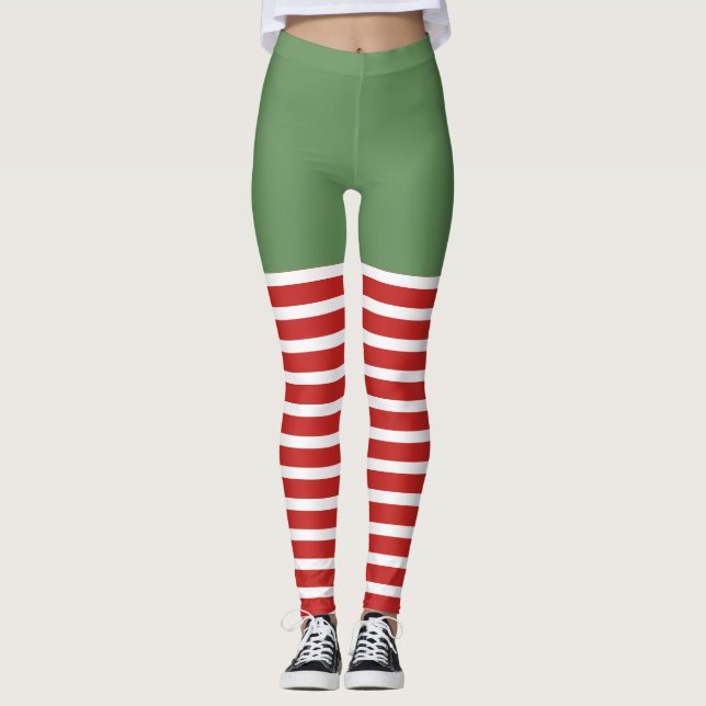 Vacances Sexy Elf Leggings Sucre de canne Noël (Devant)
