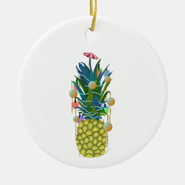 Vacances tropicales Ananas ornements de Noël (Devant)