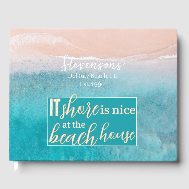 Vacation Beach House Minimalistischer Name der Skr Gästebuch (Vorderseite)