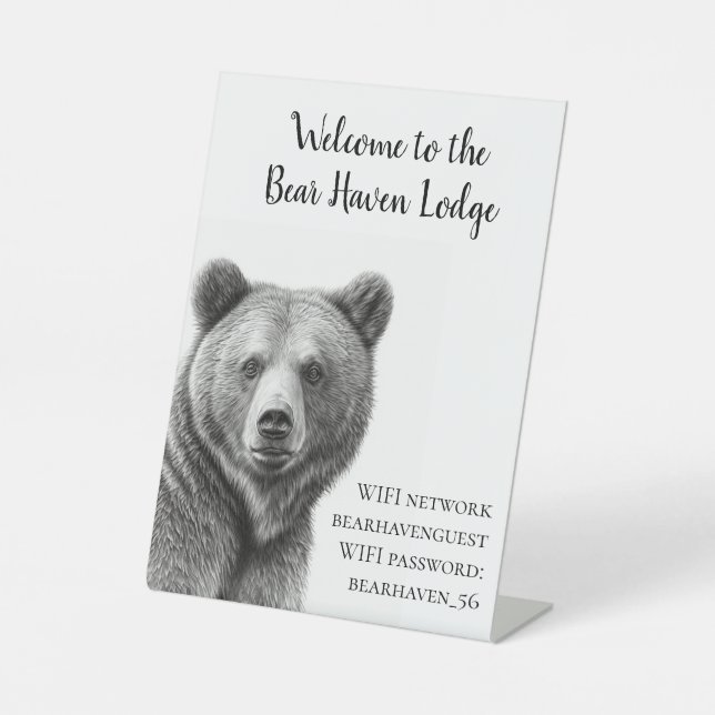 Vacation Cabin Bear Lodge Zuhause WIFI Information Sockelschild (Vorderseite)