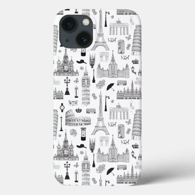 Vacation in Europe Pattern Case-Mate iPhone Hülle (Rückseite)