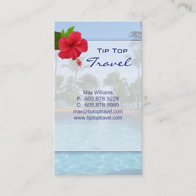Vacation Palm Tree Hibiskus Business Card Visitenkarte (Vorderseite)