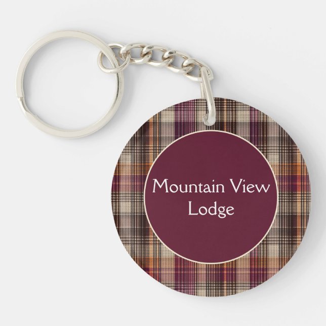 Vacation Rental custom Keychain Gingham Pattern (Devant)