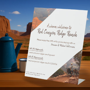 Vacation Rental Guest WIFI & Welcome Custom Foto Sockelschild