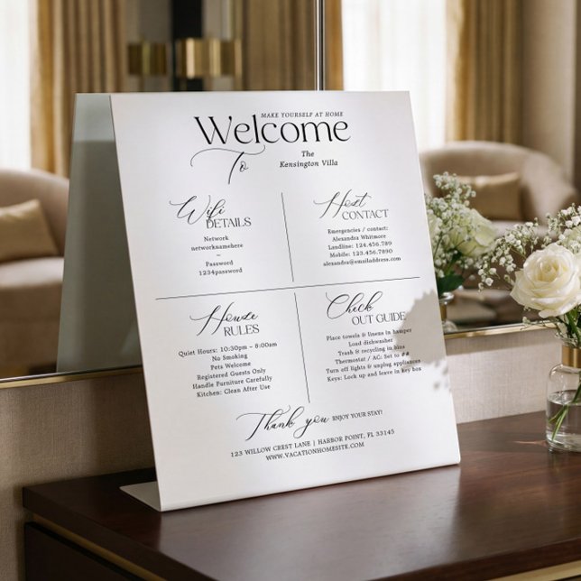 Vacation Rental Host Welcome House Rules WiFi Sign Sockelschild (Vacation Rental Host Welcome House Rules WiFi Sign)