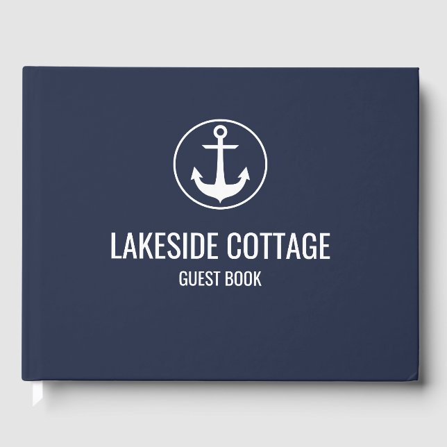Vacation Rental Navy Blue Anchor Nautical Airbnb Gästebuch (Vorderseite)