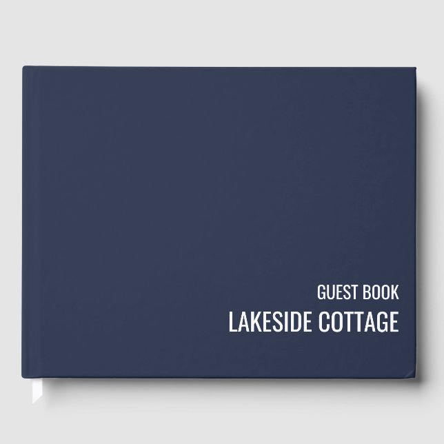 Vacation Rental Navy Blue Minimalistisch Modern Ai Gästebuch (Vorderseite)