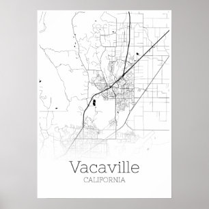 Vacaville Map - Kalifornien - Stadtplan Poster