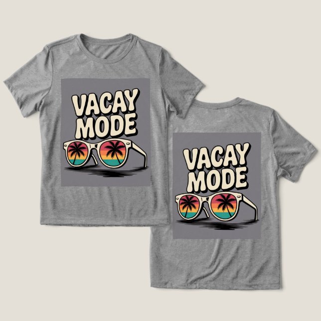 Vacay Mode Sonnenbrille Palmen Bäume Tri-Blend Shirt (Design Vorderseite & Rückseite)