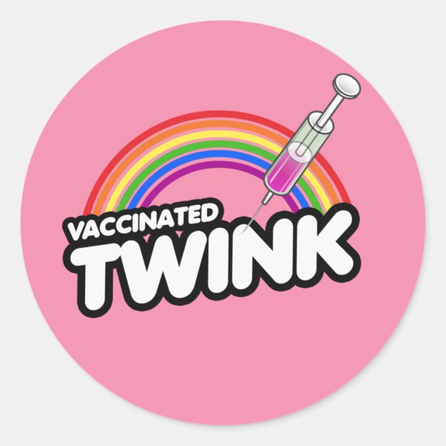VACCINATED TWINK T - Shirt Runder Aufkleber (Vorderseite)