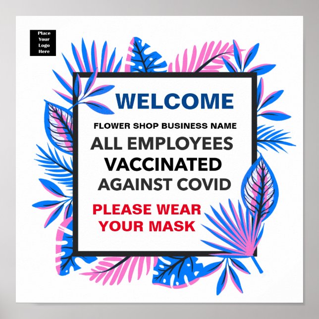 Vacciné Tous Les Employés Business Welcome Poster (Devant)