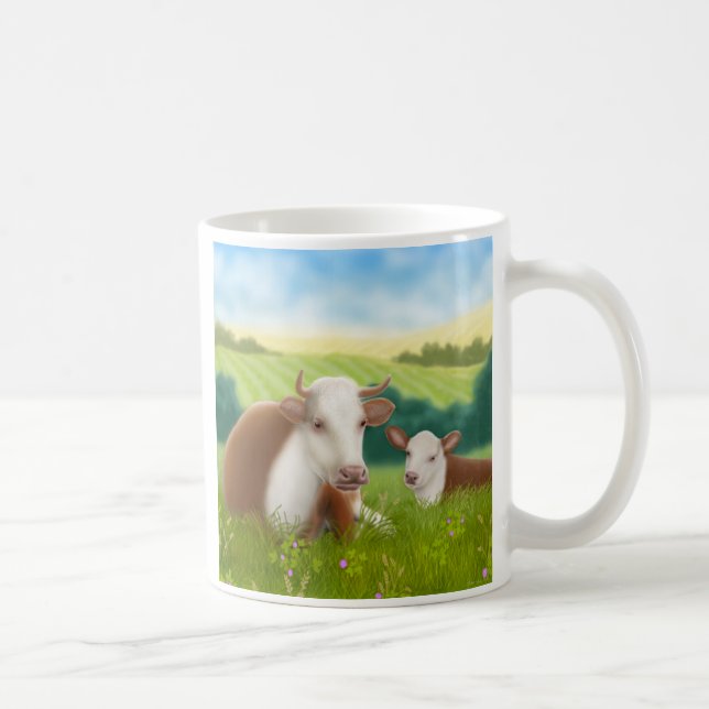 Vache à Hereford et tasse de veau (Droite)