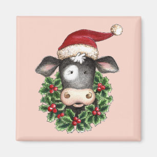 Vache à Noël - aimant