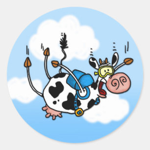 vache à parachutisme aucuns autocollants de txt