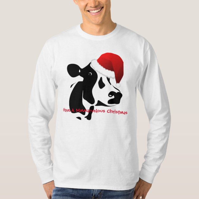 Vache à Père Noël du T-shirt des hommes de Noël (Devant)