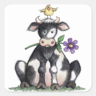 Vache assise - Stickers
