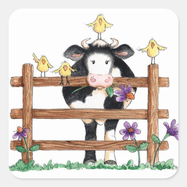 Vache clôturée - Stickers (Devant)